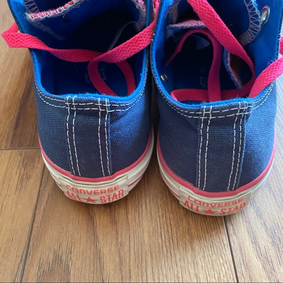 Navy Blue and Pink Low Top Converse - Picture 6 of 8